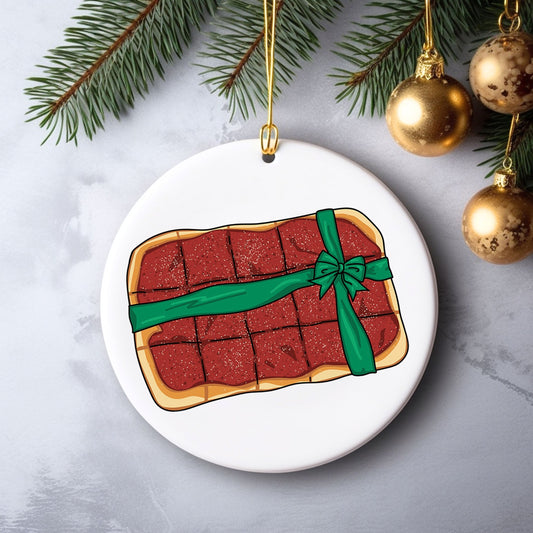 Tomato Pie Ornament Philly Christmas Ornament Santa Broad Street Funny Holiday Card Philadelphia Humor Deck the Jawn Gritty Claus