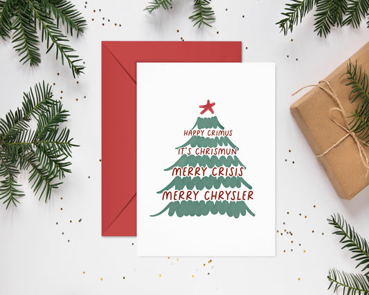 Funny Christmas Card for Gift Cards for Christmas Greeting Card Handmade for Friend Money Card / Happy Crimus Merry Crisis Merry Chrysler