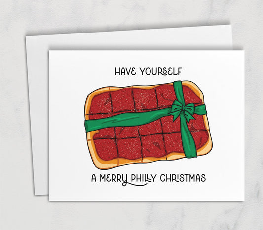 Philly Christmas Card Cheesesteak Santa Broad Street Funny Holiday Card Philadelphia Humor Deck the Jawn Gritty Claus Tomato Pie