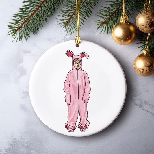 Ralphie Pink Bunny A Christmas Story Ornament Gift Fragile Must Be Italian Shoot Your Eye Out Leg Lamp