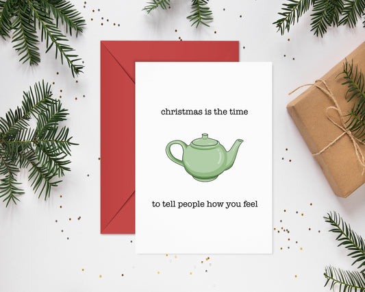The Office Christmas Card / Greeting Cards Handmade / Funny Christmas Card / Jim and Pam Teapot