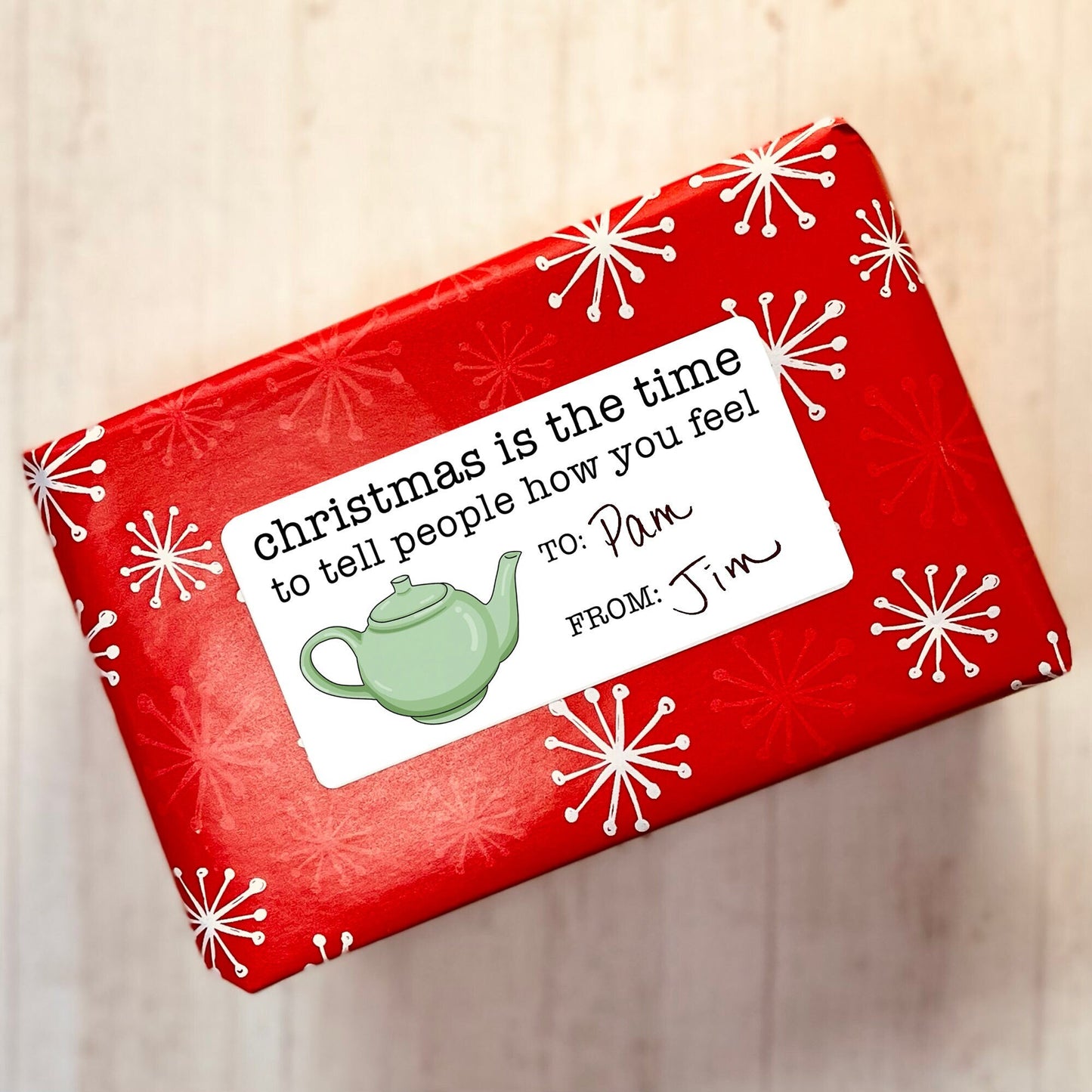 The Office Christmas Gift Tags / Sticker Gift Tags / To From Stickers / Christmas Gift Handmade / Funny Gift Tags / Jim and Pam Teapot