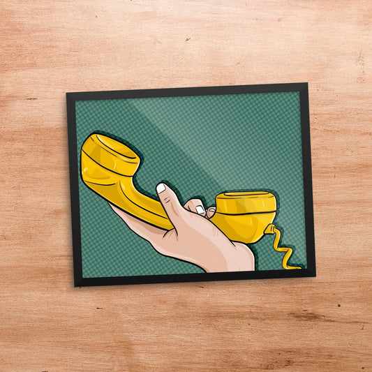 yellow phone pop art print