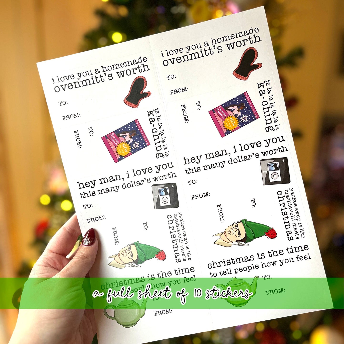 The Office Christmas Gift Tags / Sticker Gift Tags / To From Stickers / Christmas Gift Handmade / Funny Gift Tags / Jim and Pam Teapot