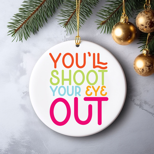 You'll Shoot Your Eye Out A Christmas Story Ornament Gift Fragile Must Be Italian Leg Lamp Ralphie Pink Bunny Costume