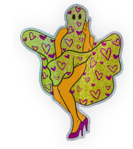 intersex boo thing ghost glitter sticker