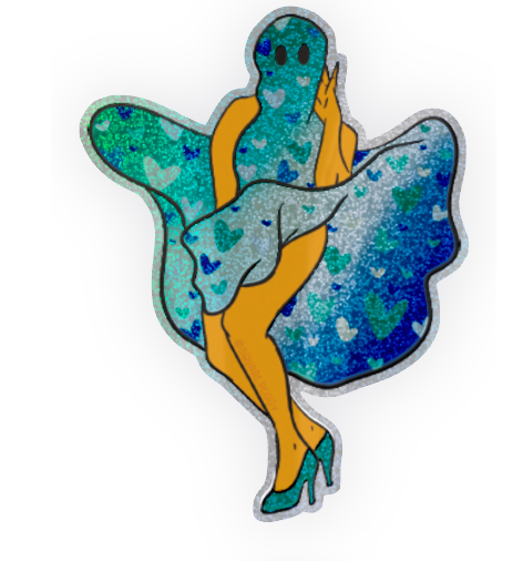 gay boo thing ghost glitter sticker