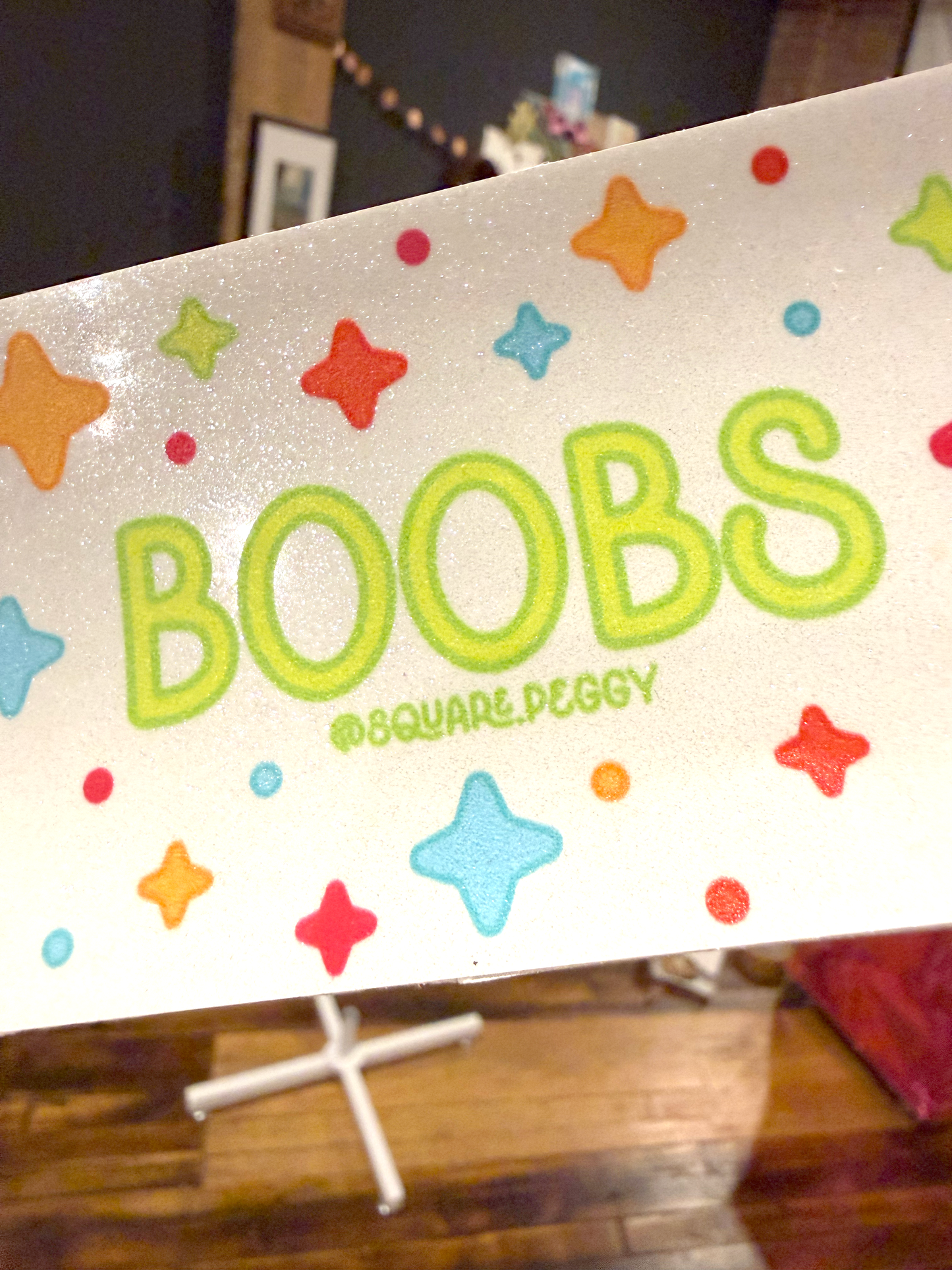boobs glitter bumper sticker