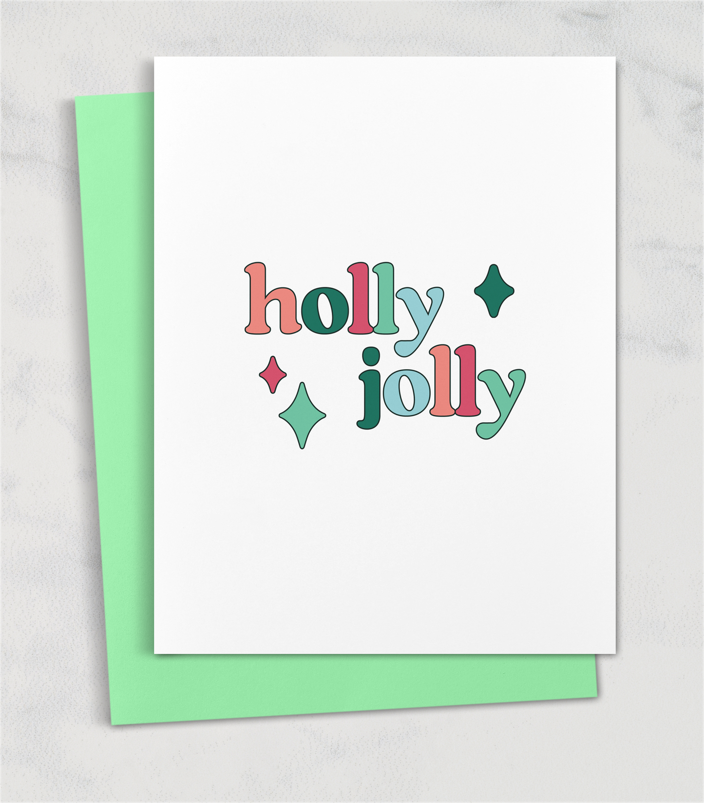 holly jolly greeting card