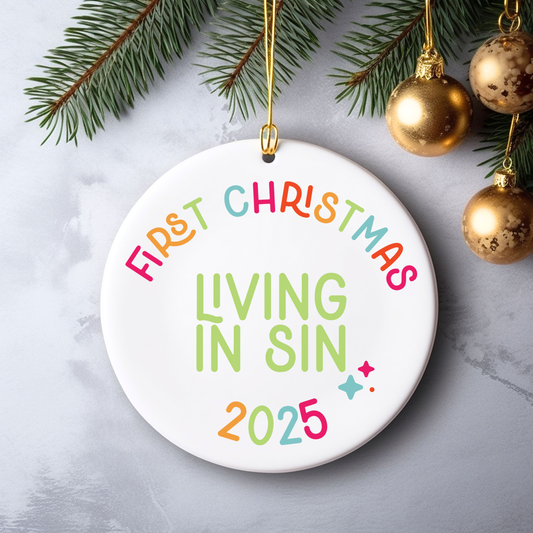 First Christmas Living in Sin // Custom Millennial Milestone Ornament