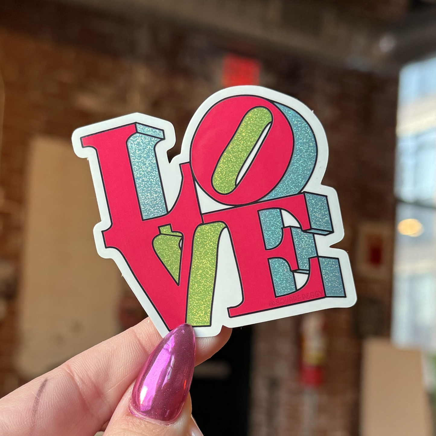 love park sign philadelphia glitter sticker