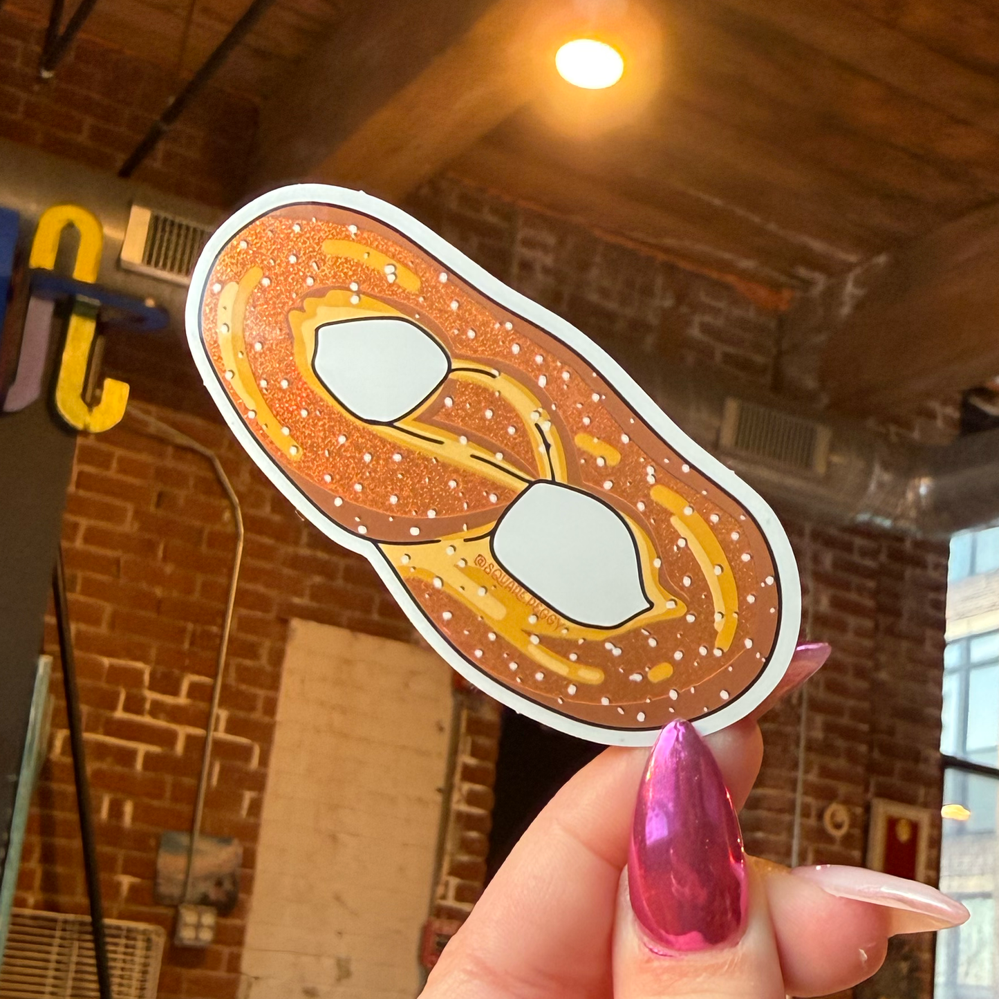 philly soft pretzel glitter sticker