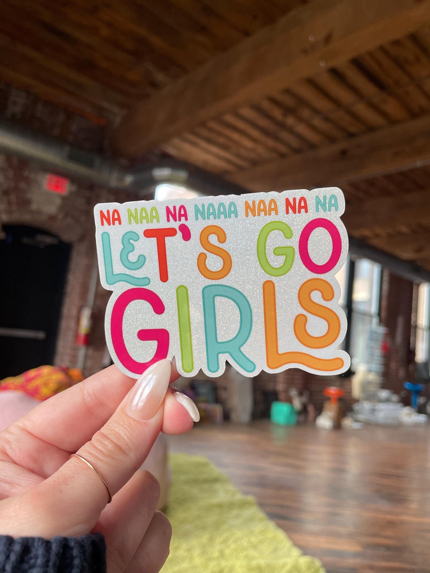 let's go girls glitter sticker