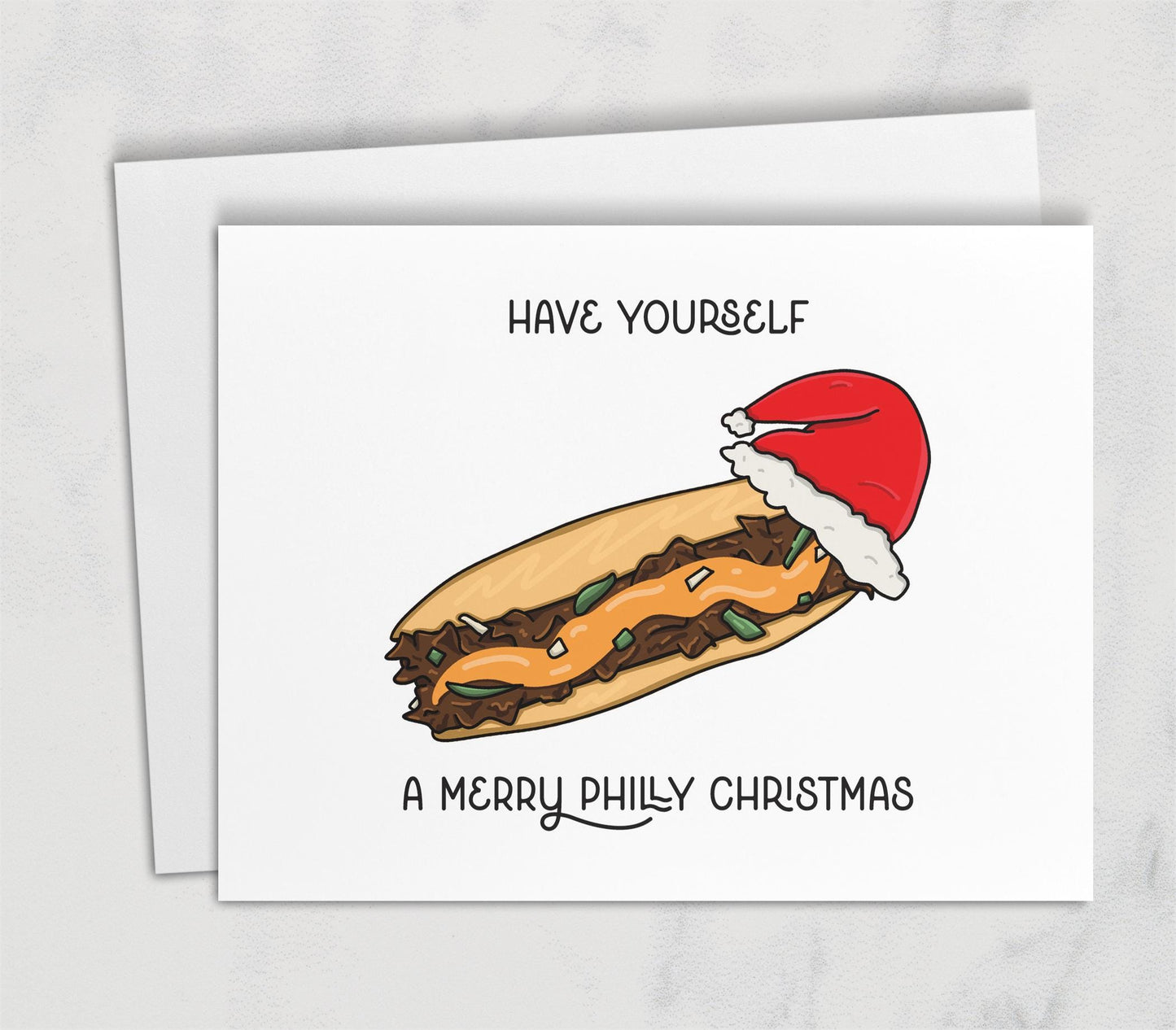 Philly Christmas Card Cheesesteak Santa Broad Street Funny Holiday Card Philadelphia Humor
