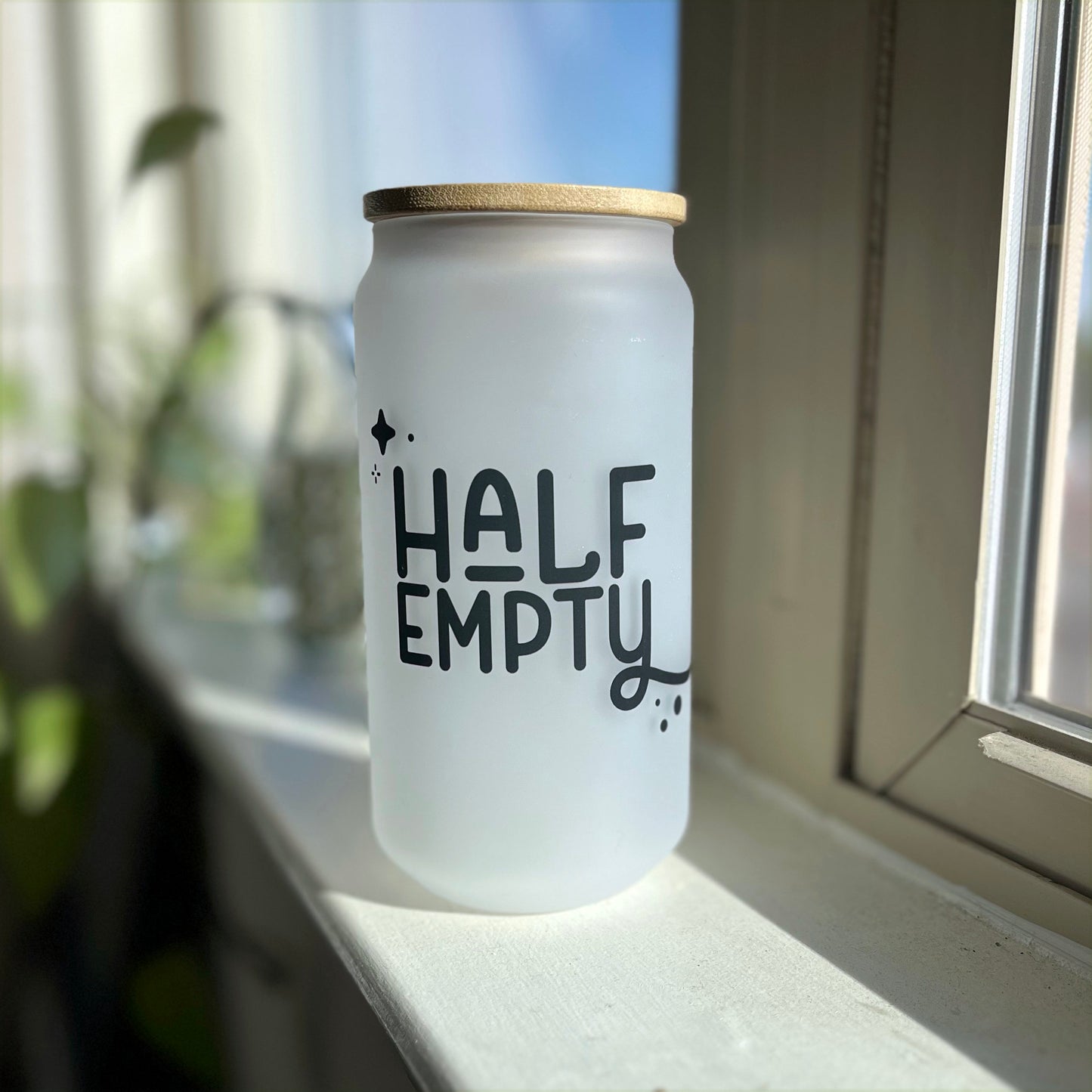 Half Empty Cup / 18 oz glass cup