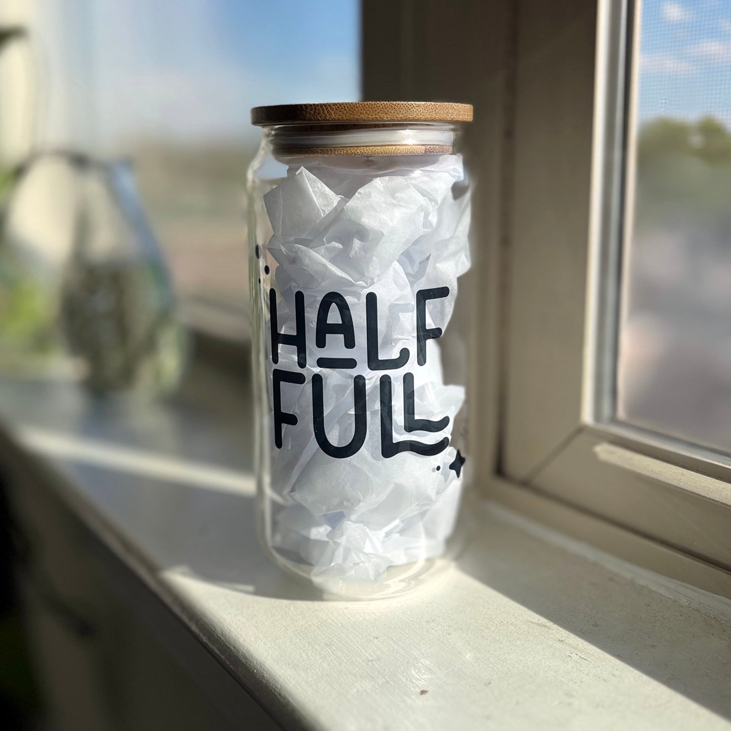 Half Full Cup / 18 oz glass cup