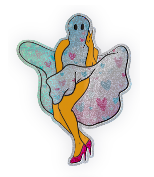 trans boo thing ghost glitter sticker