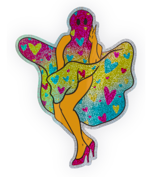 pan boo thing ghost glitter sticker