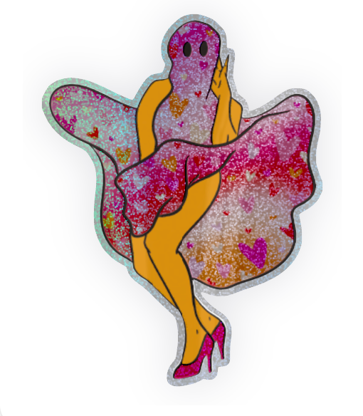 lesbian boo thing ghost glitter sticker