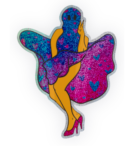 bi boo thing ghost glitter sticker