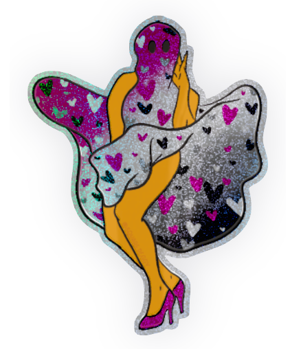 asexual boo thing ghost glitter sticker