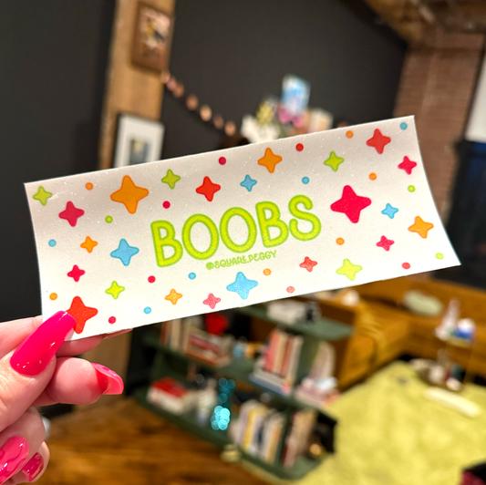 boobs glitter bumper sticker