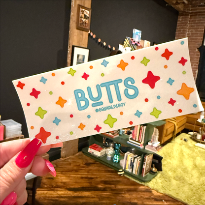 butts glitter bumper sticker