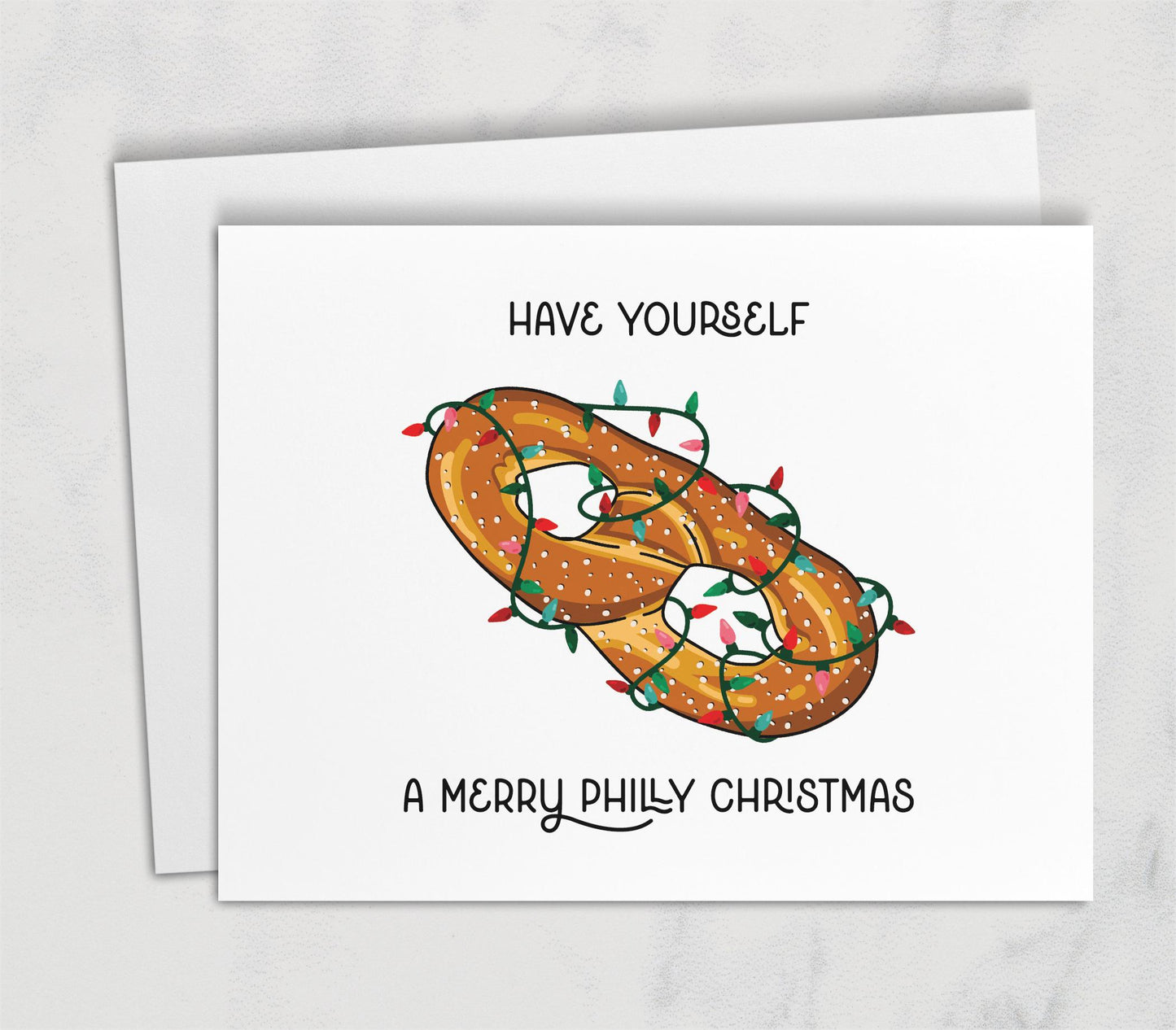 Philly Christmas Card Cheesesteak Santa Broad Street Funny Holiday Card Philadelphia Humor Deck the Jawn Gritty Claus Soft Pretzel