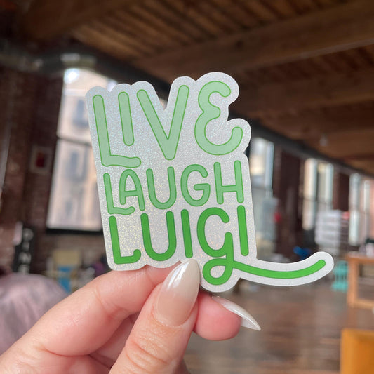 live laugh luigi glitter sticker