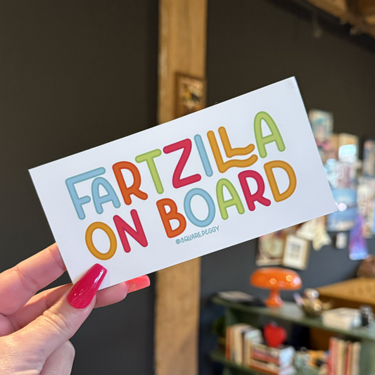 fartzilla on board car magnet