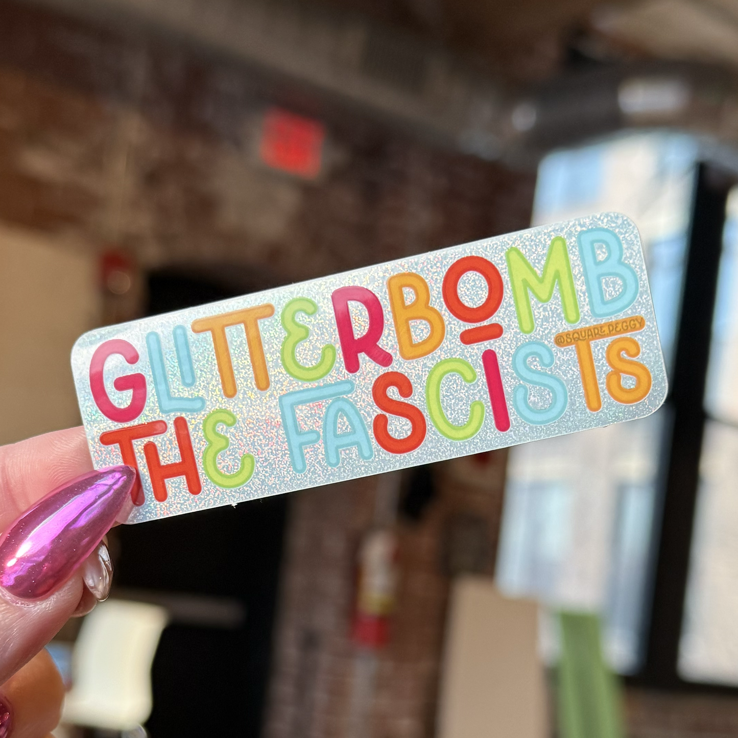glitterbomb the fascists glitter sticker