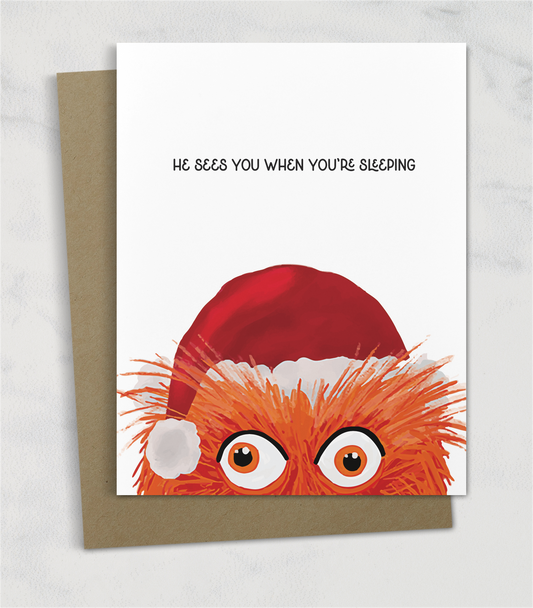 gritty claus he sees you when you're sleeping card