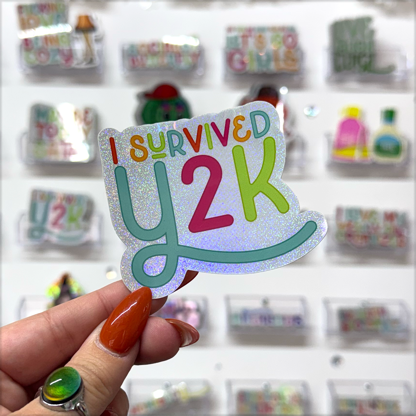 i survived y2k glitter sticker