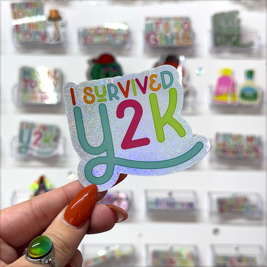 i survived y2k glitter sticker