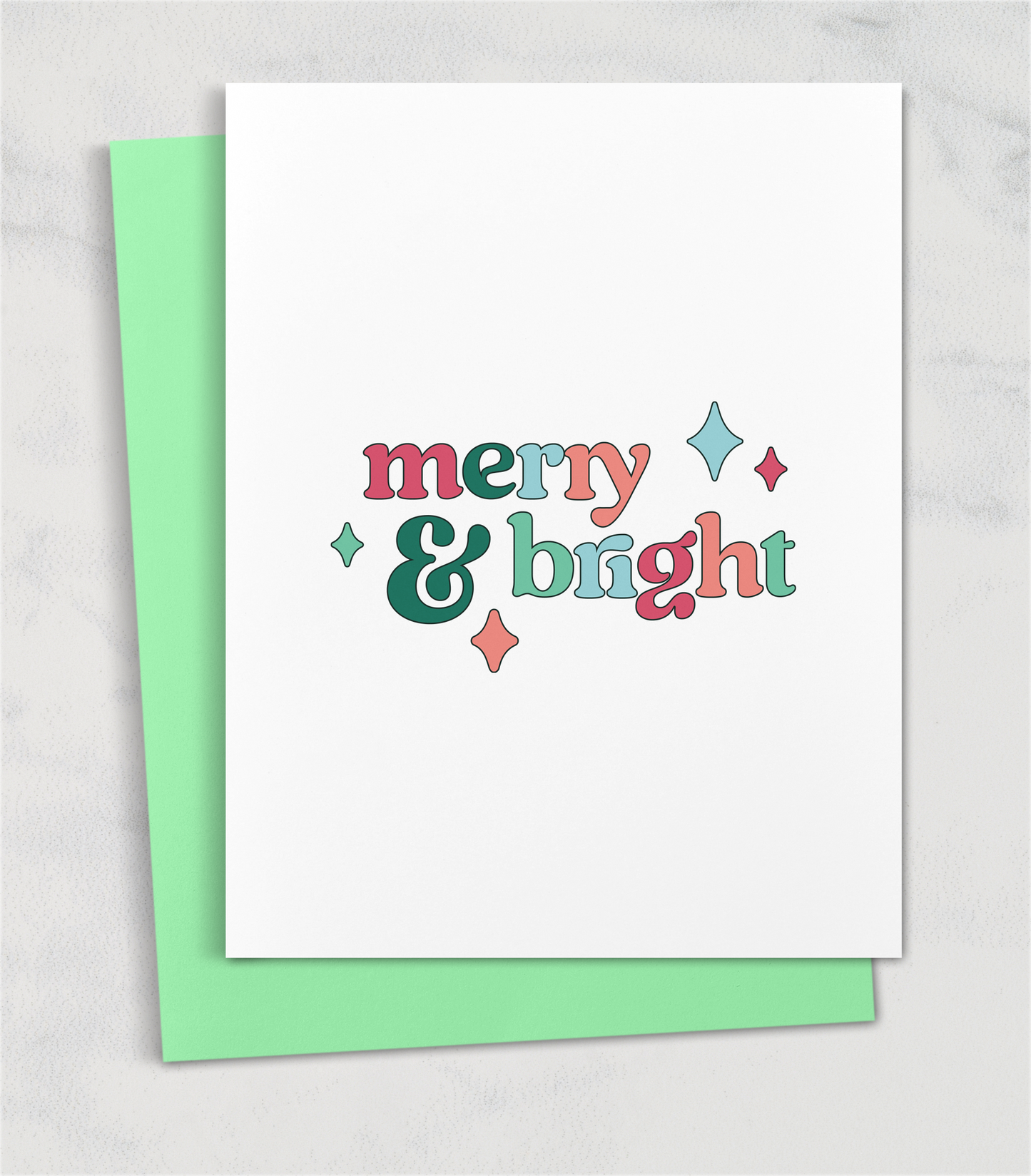 merry and bright greeting card