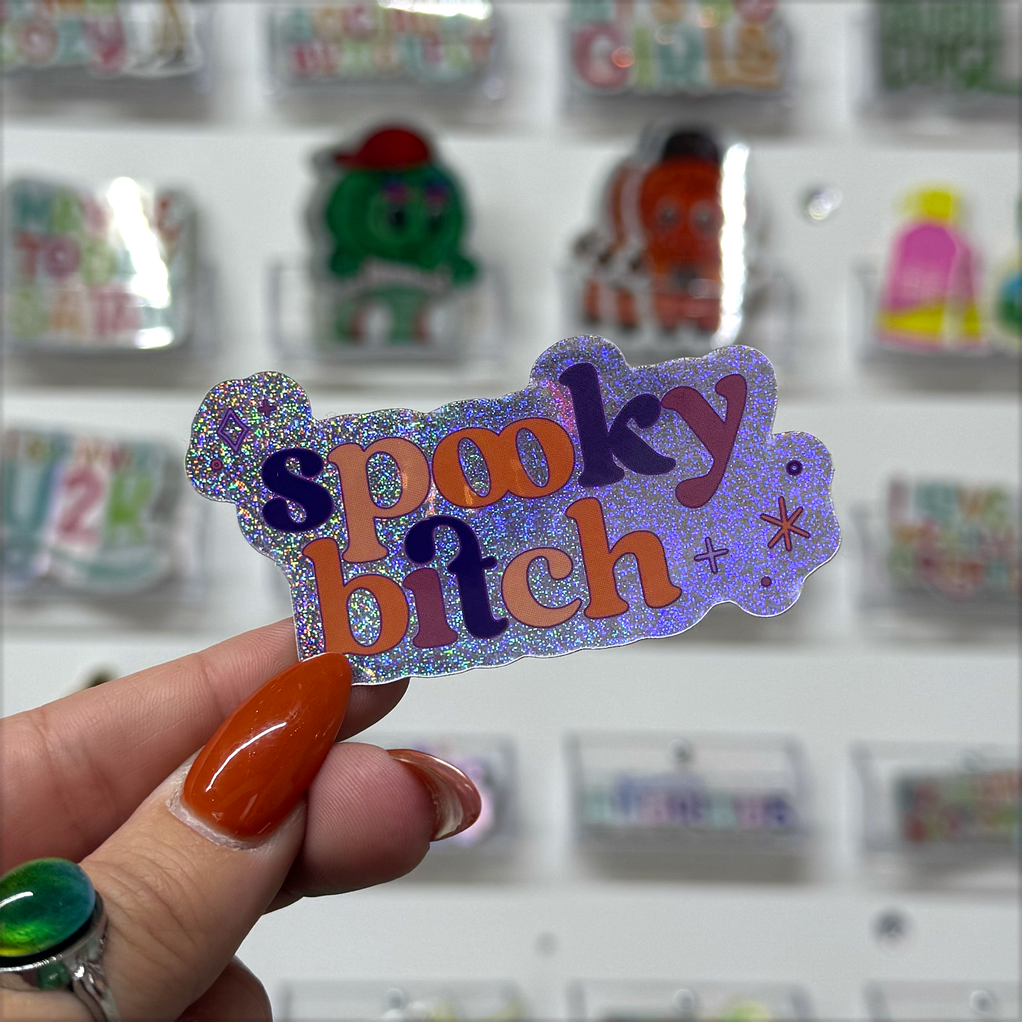spooky bitch glitter sticker