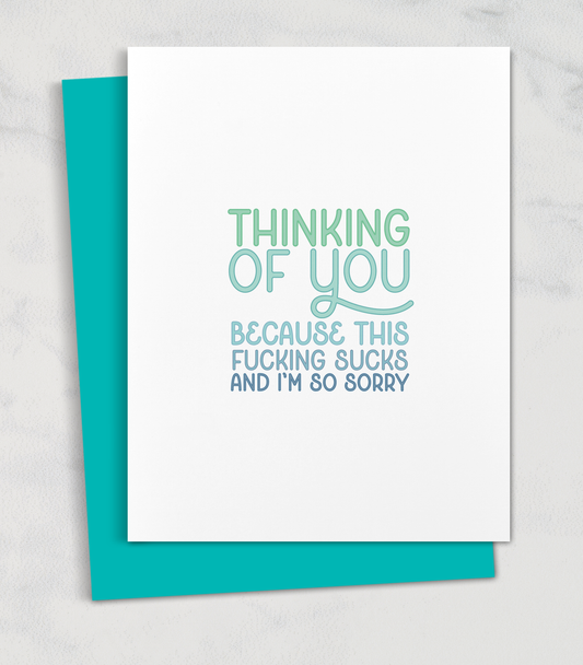 thinking of you because this fucking sucks greeting card