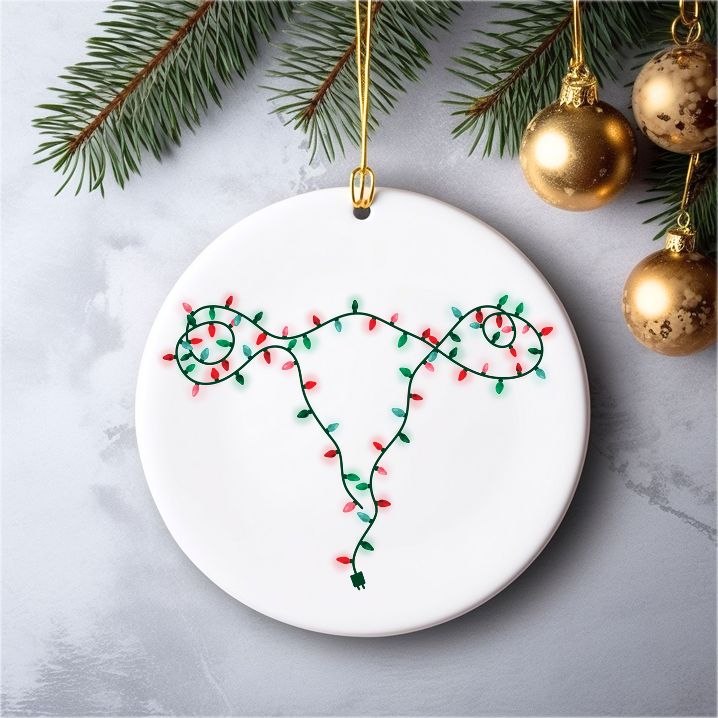 christmas lights and reproductive rights ornament