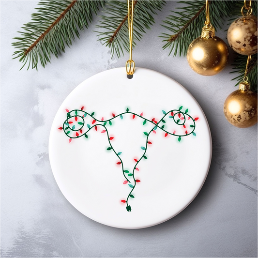 christmas lights and reproductive rights ornament