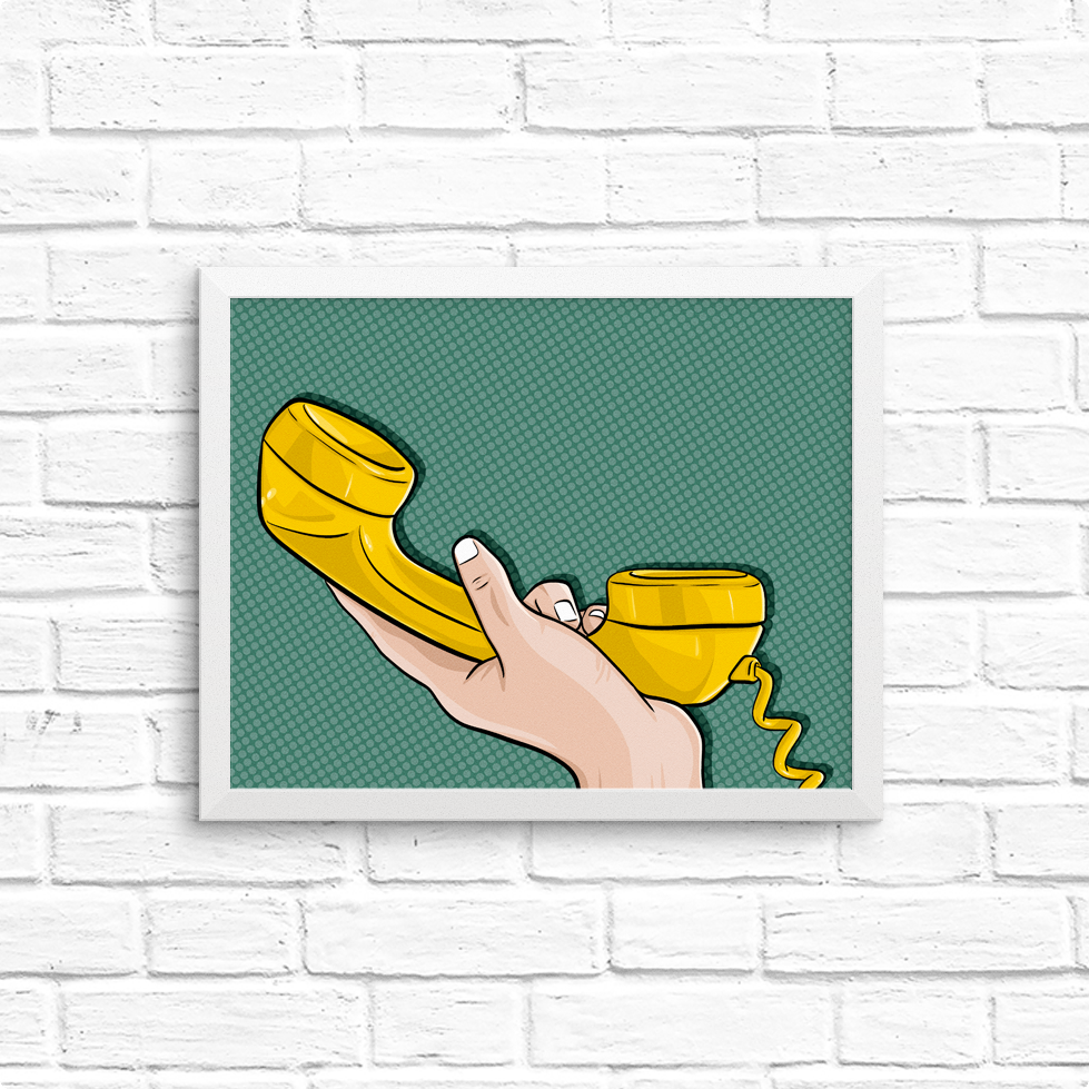 retro yellow phone 8x10 print