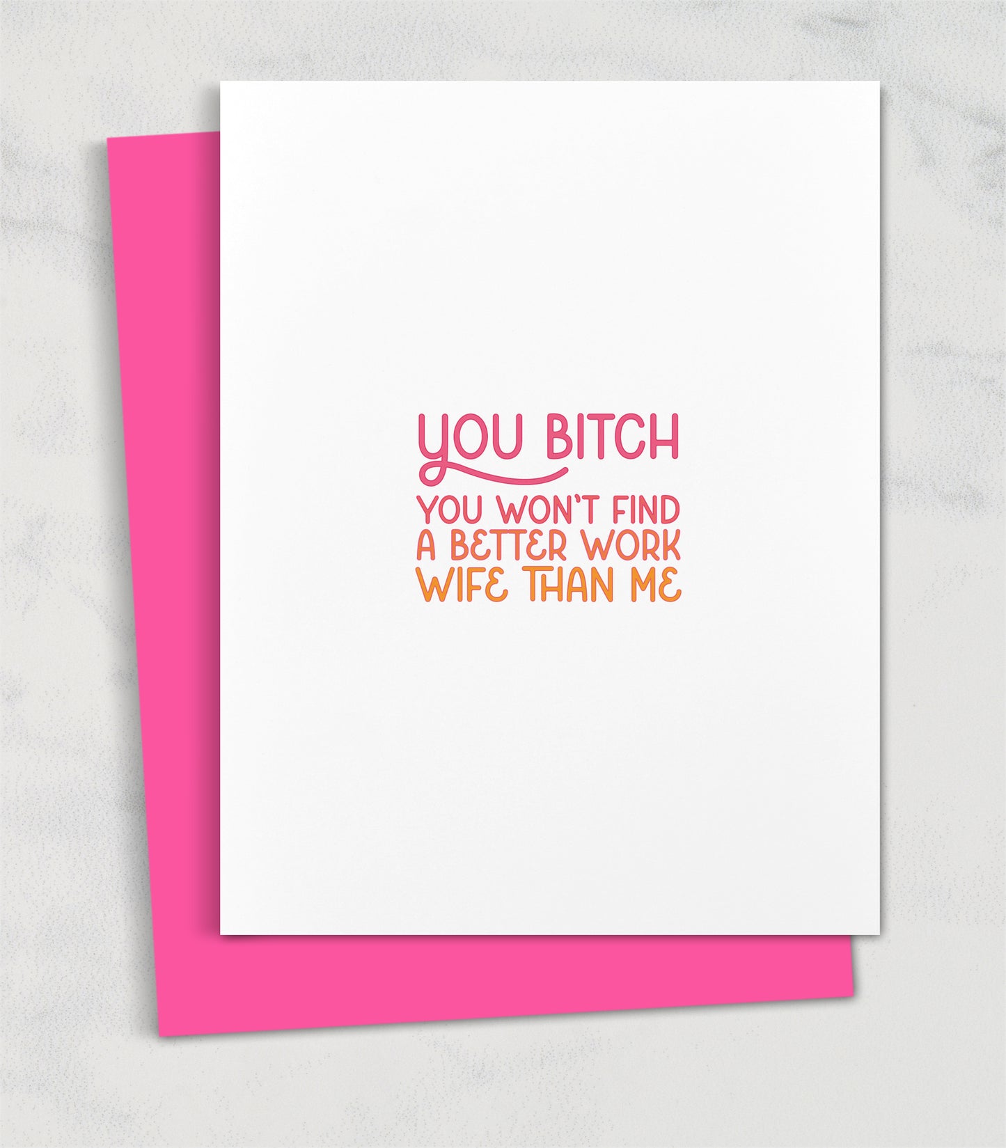 you bitch you'll never find a better work wife than me greeting card